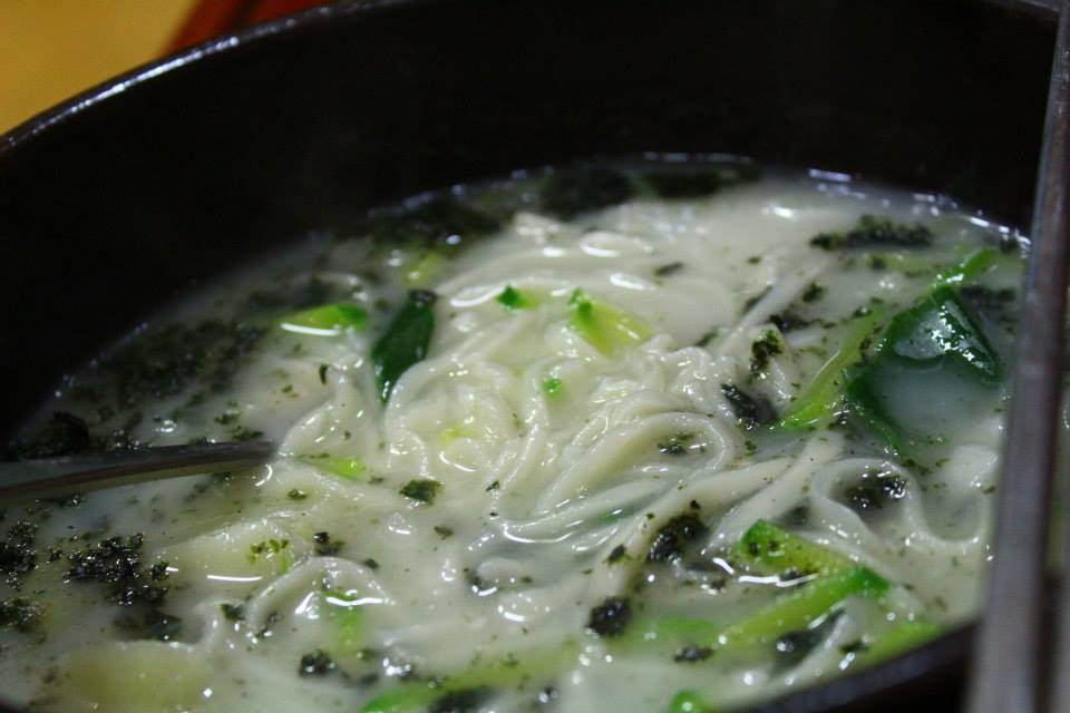 Makgeolli (막걸리) goes well with Kalguksu (칼국수) noodles, and almost anything