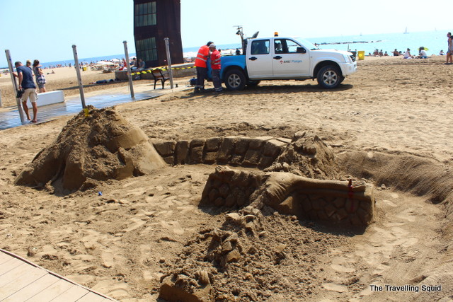 barceloneta beach sandcastle