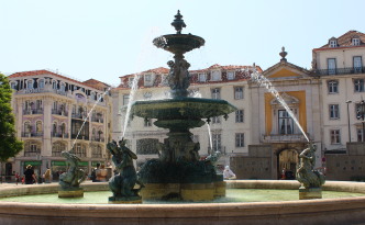 mermaid fountains rossio square lisbon