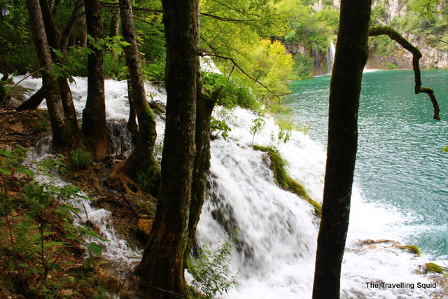 plitvice lakes gushing waterfalls