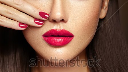 red nails and lipstick