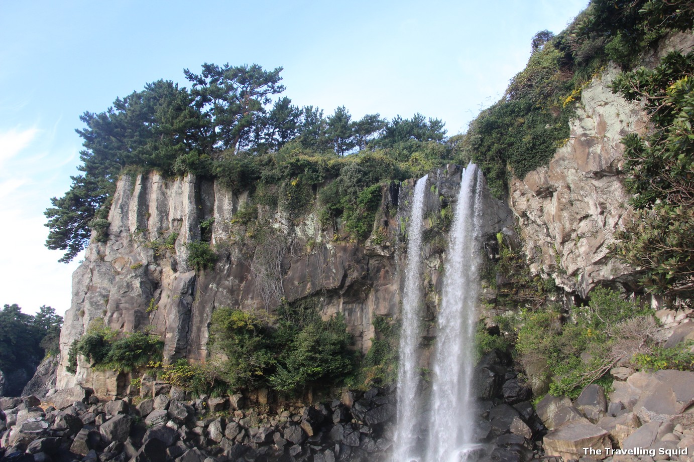 Jeongbang waterfall in Jeju