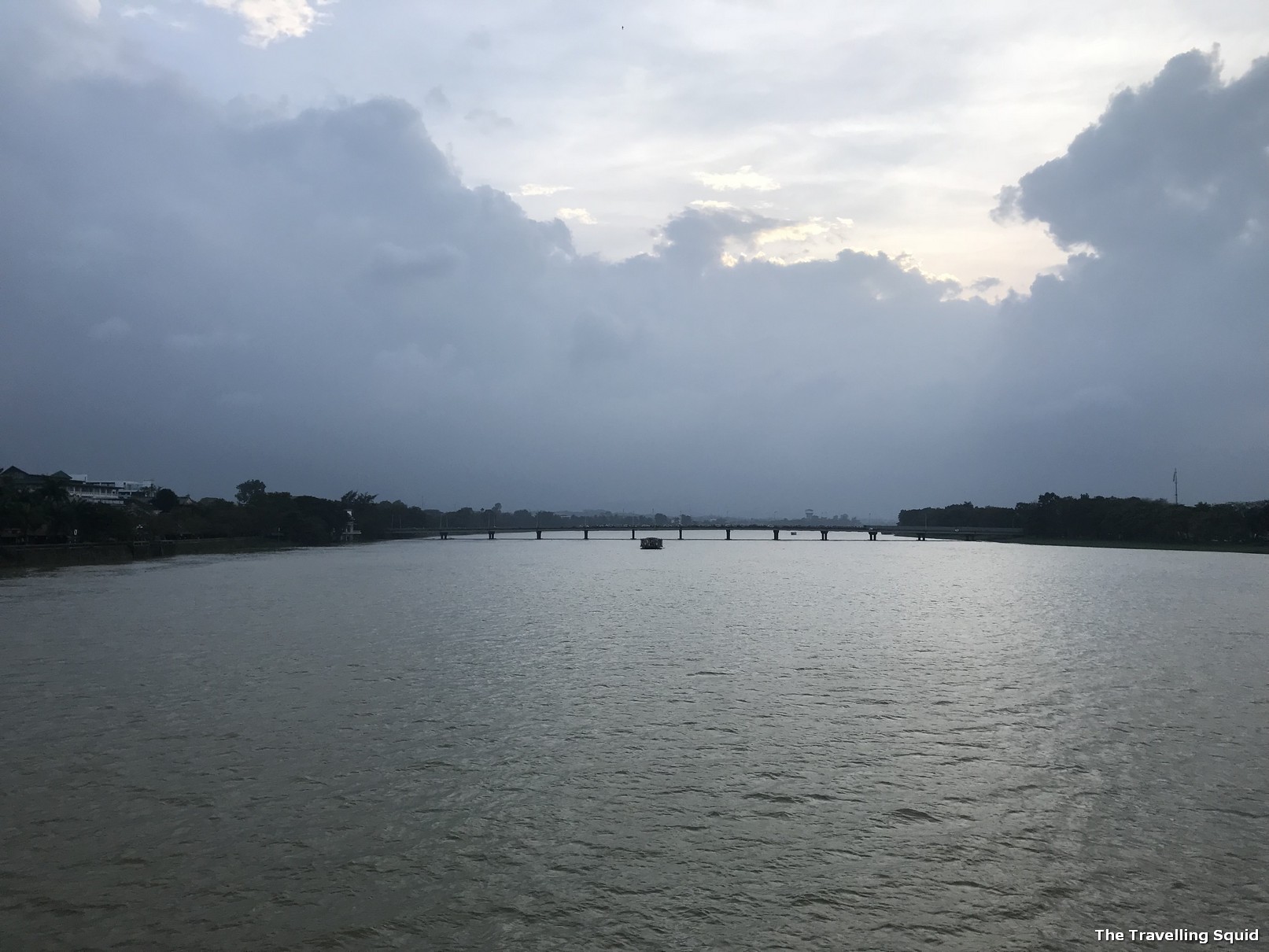 perfume river view from truong tien bridge hue