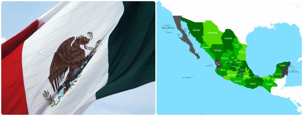Mexican Flag and Map of Mexico