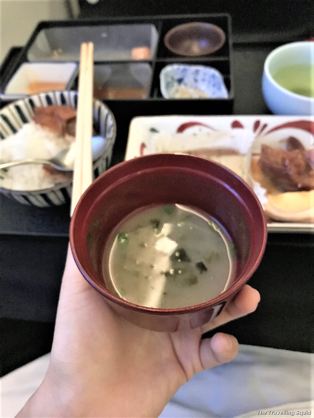 japan airlines business class jakarta miso soup