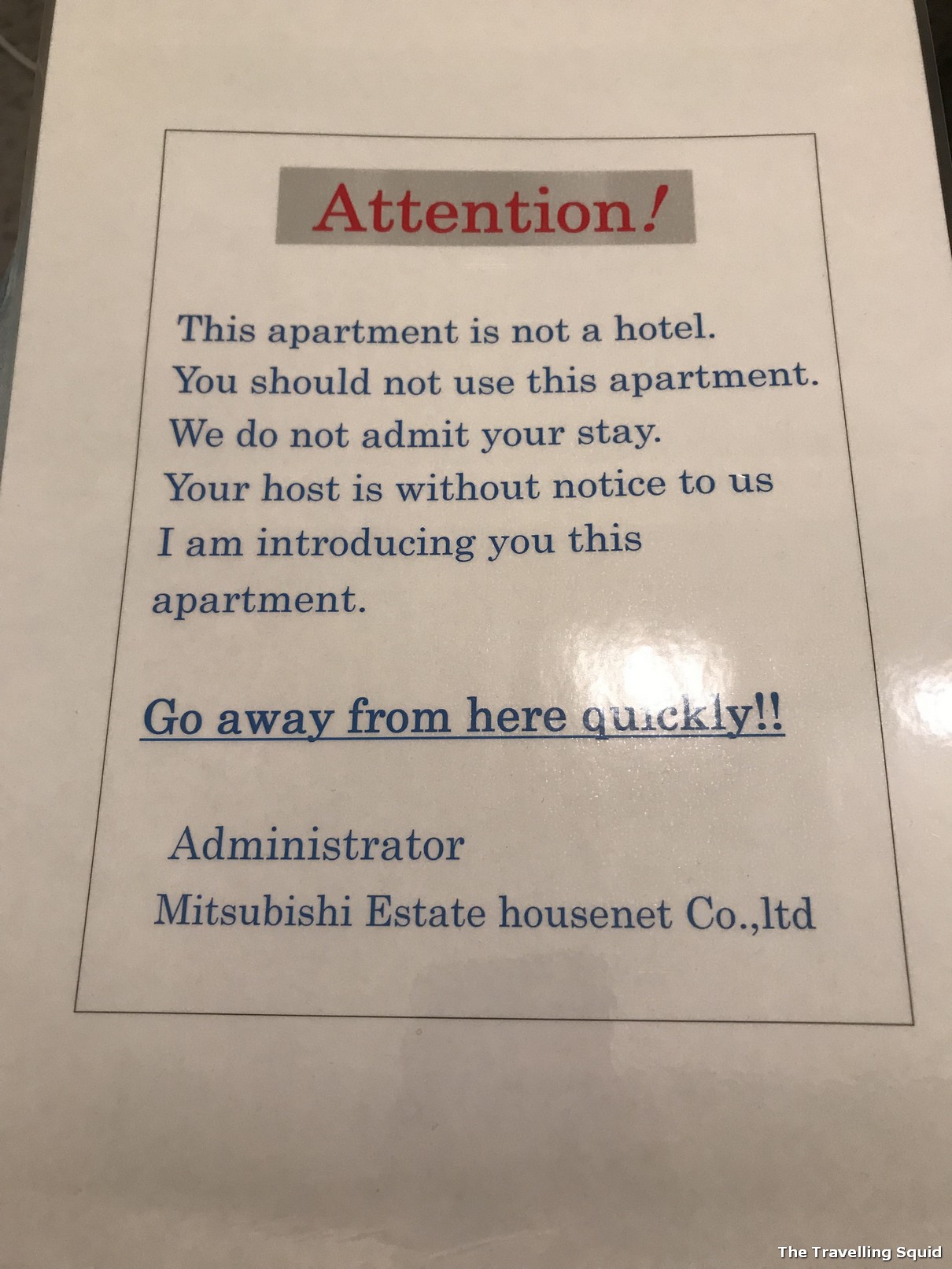 building management of our AirBnb in Tokyo tried to chase us out