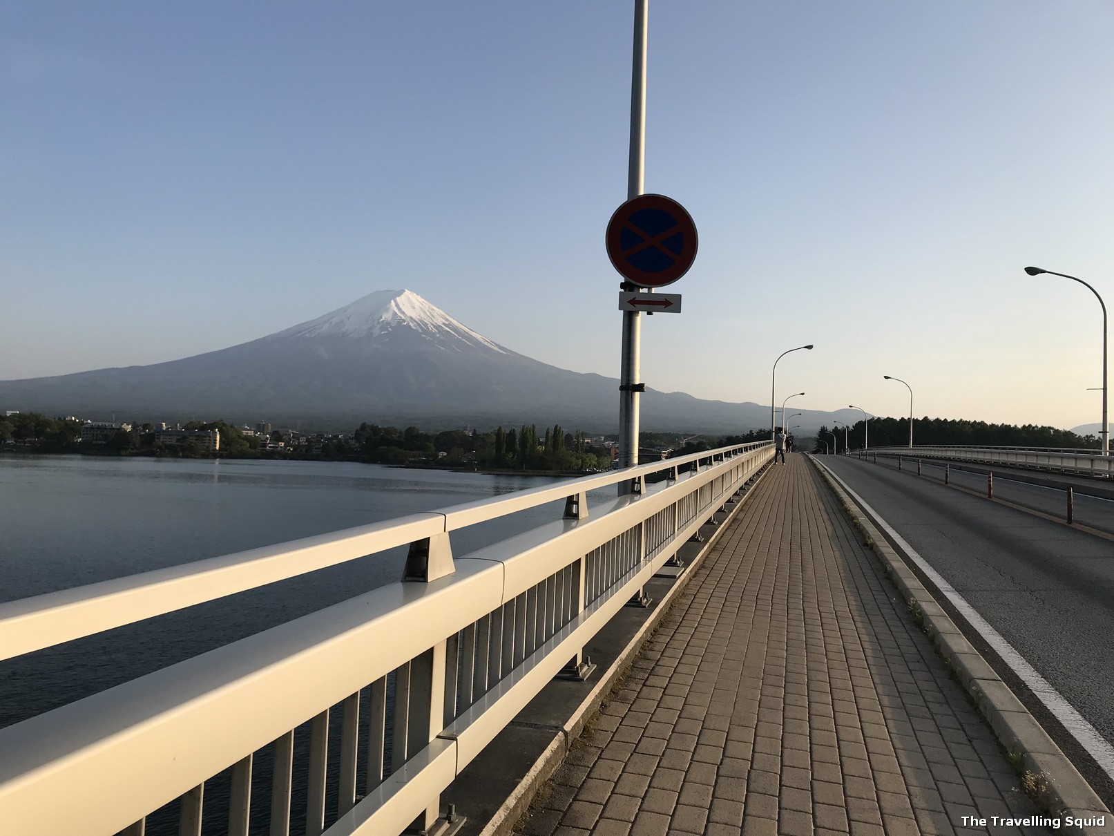 Crossing the Lake Kawaguchiko Ohashi Bridge 
