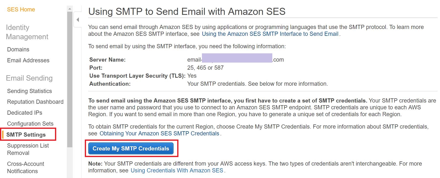 Create SMTP settings
