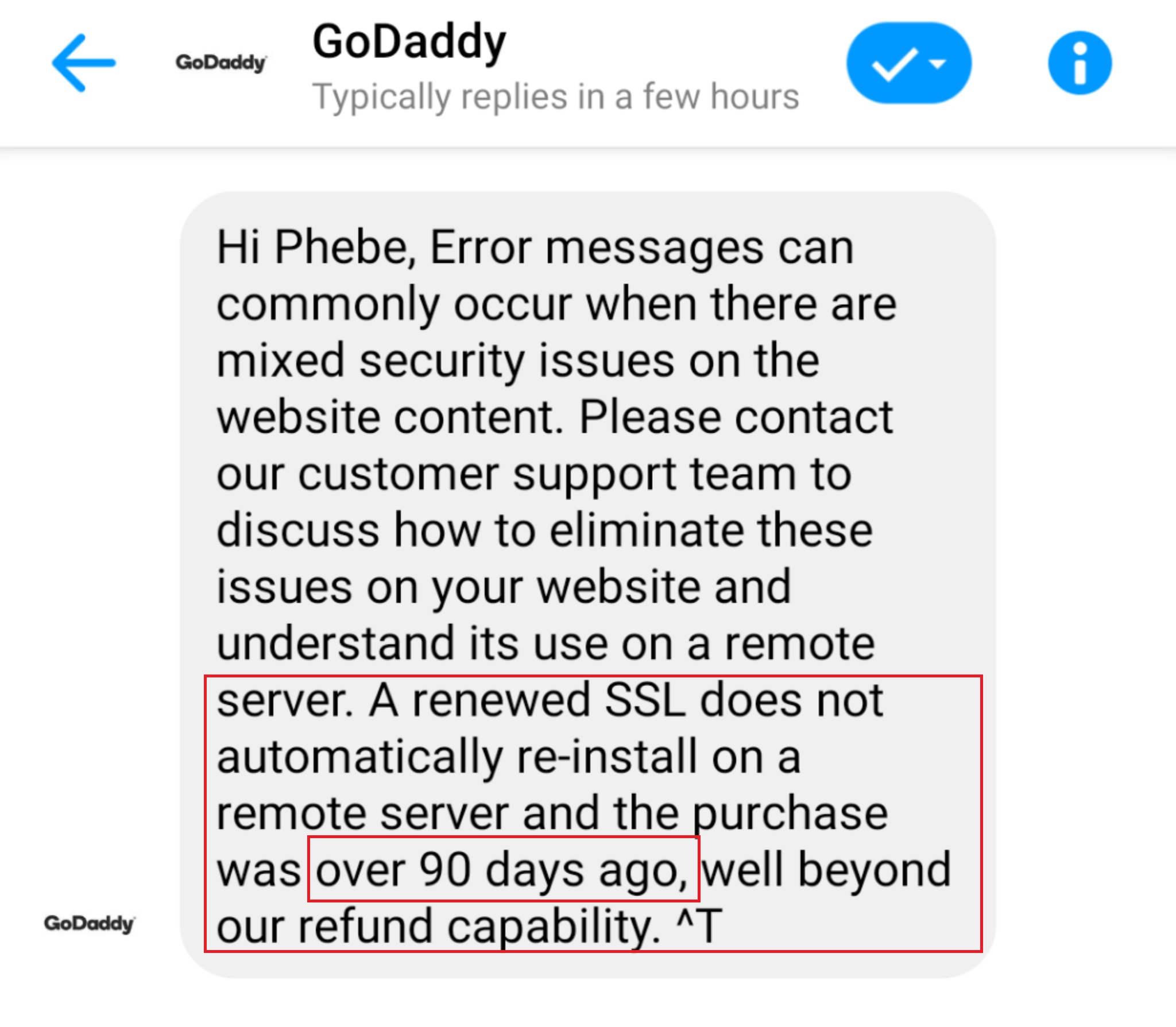 GoDaddy refund policy 90 days